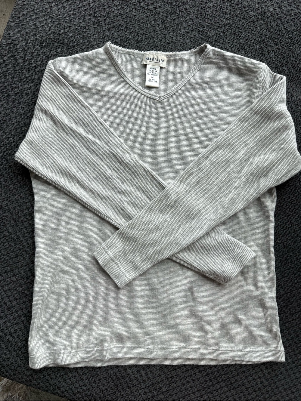 Women's Vintage Gray Waffle Knit Sweater